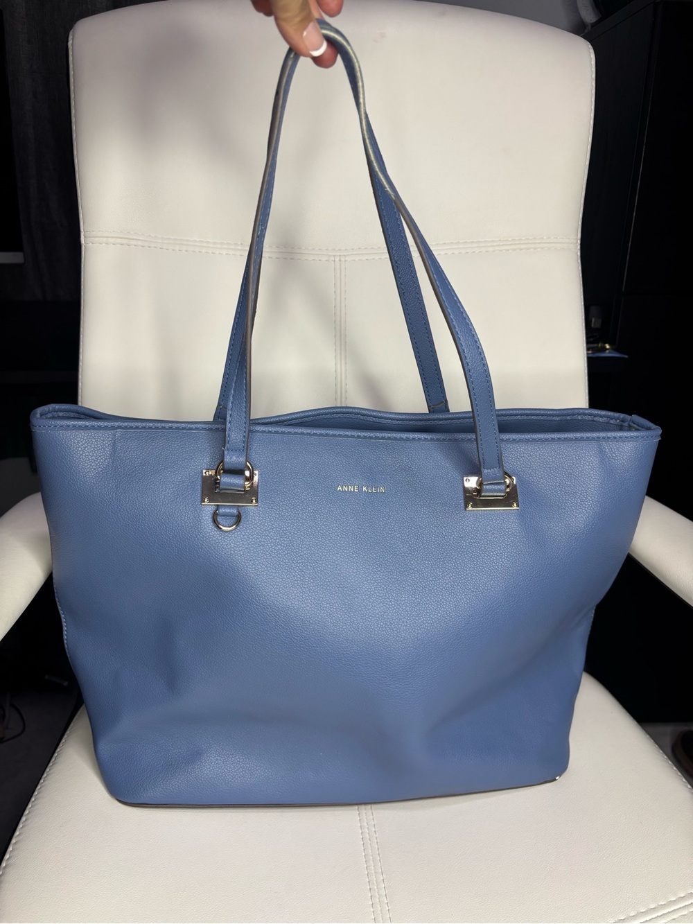 Anne Klein Dusty Blue Leather Tote